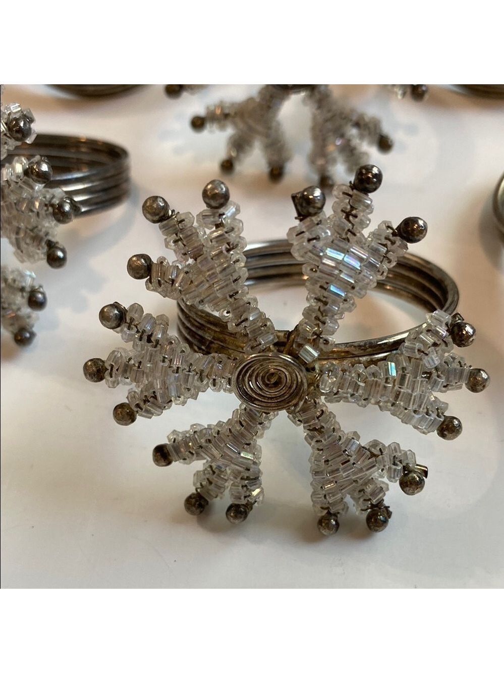 Silver Snowflake Napkin Rings 6x - Picture 3 of 10